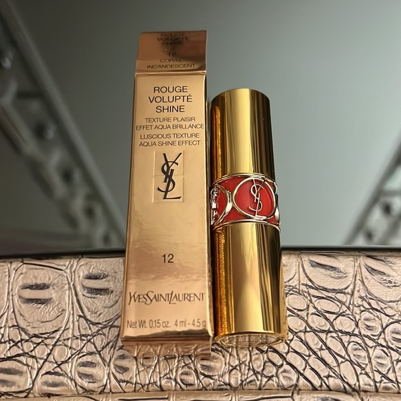 NIB! YSL Rouge Volupte Shine Lipstick In Color #12 Corail Incandescent. - Picture 10 of 10